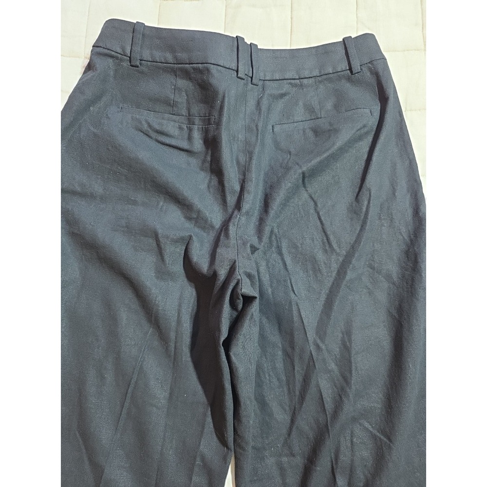 J Crew Womens Linen Blend Dress Pants 6 Black Wide‎ Leg Pockets Flat Front NWT - Picture 3 of 9